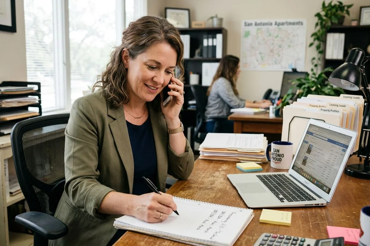 Apartment locator pre-screening a Northside community by phone