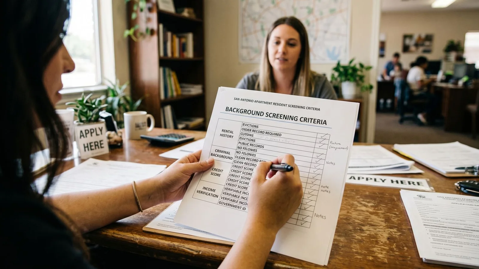 Background screening denial chart for San Antonio apartments
