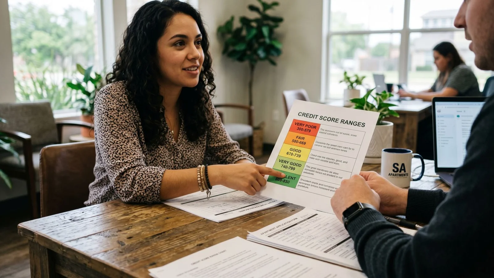 Credit score ranges chart for apartment approval in San Antonio