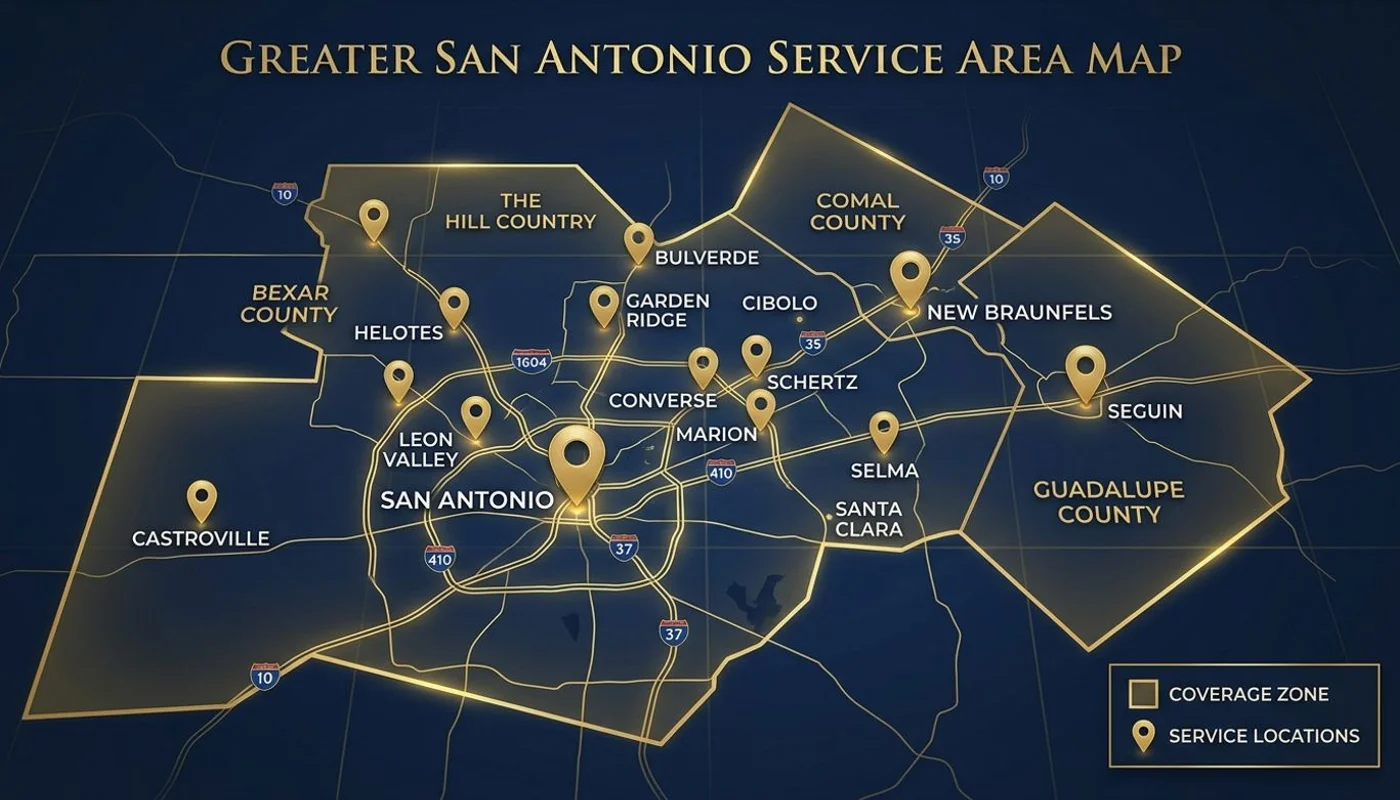 Greater San Antonio service area coverage map