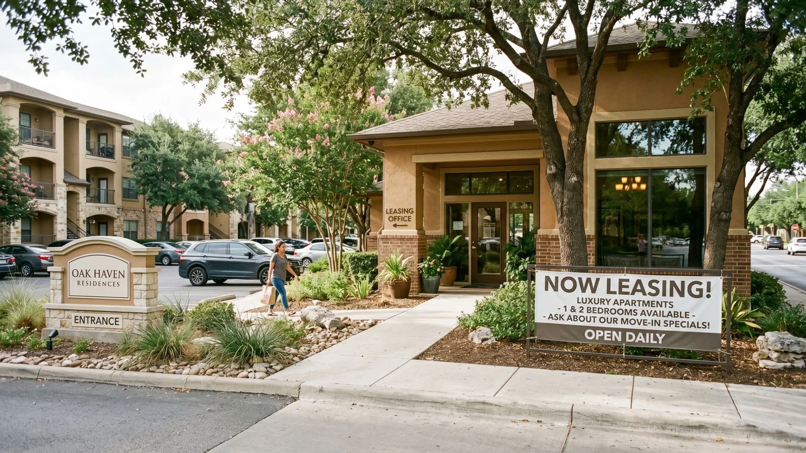 Look-and-lease special banner at a San Antonio apartment community