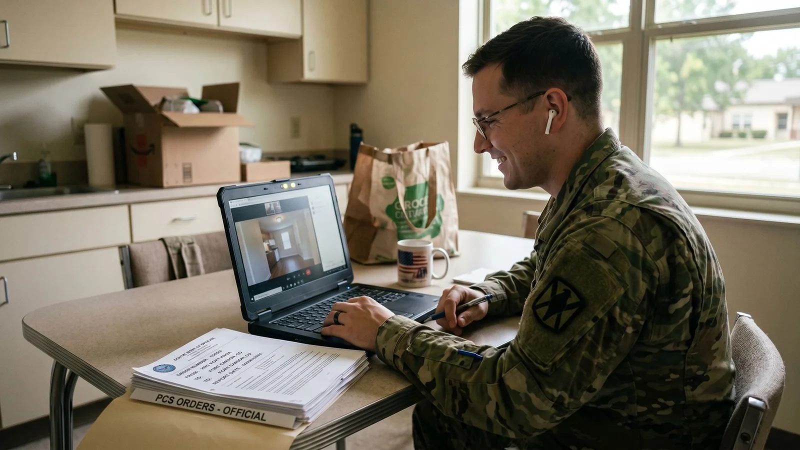 PCS service member doing a remote apartment tour